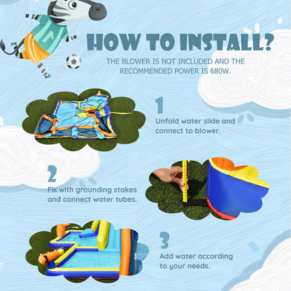 Inflatable Water Bounce House with Slide and Water Cannons