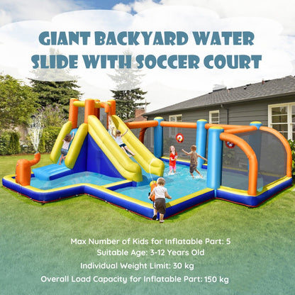 Inflatable Water Bounce House with Slide and Water Cannons