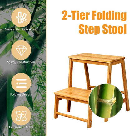 Bamboo Footstool with 2 Steps