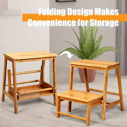 Bamboo Footstool with 2 Steps