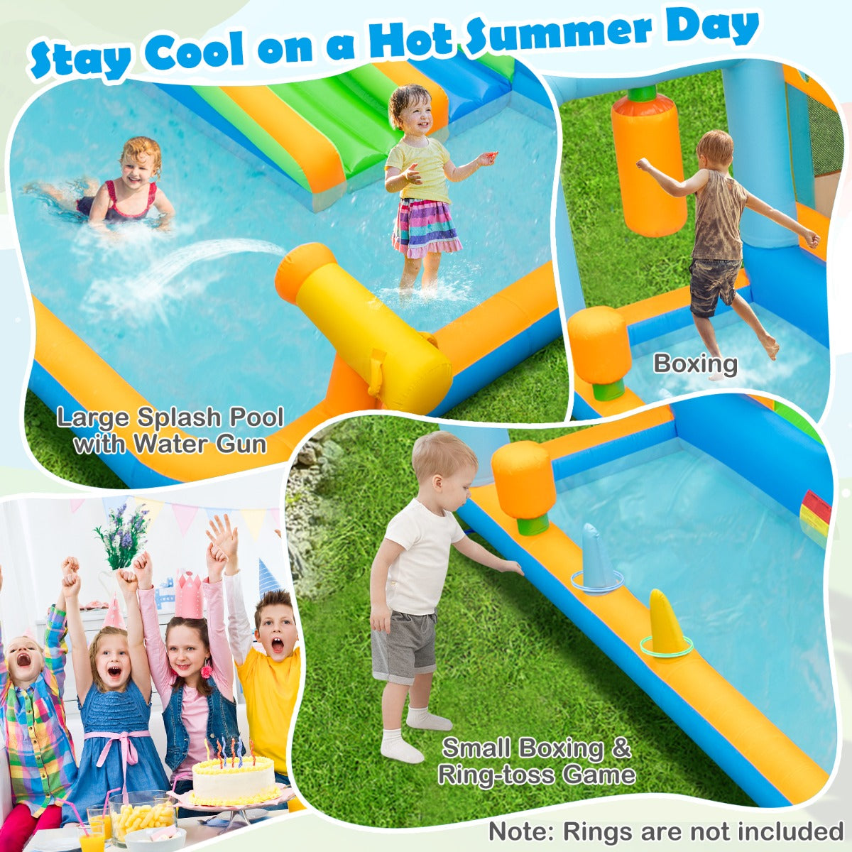 Inflatable Bounce House with Dual Slides for Kids