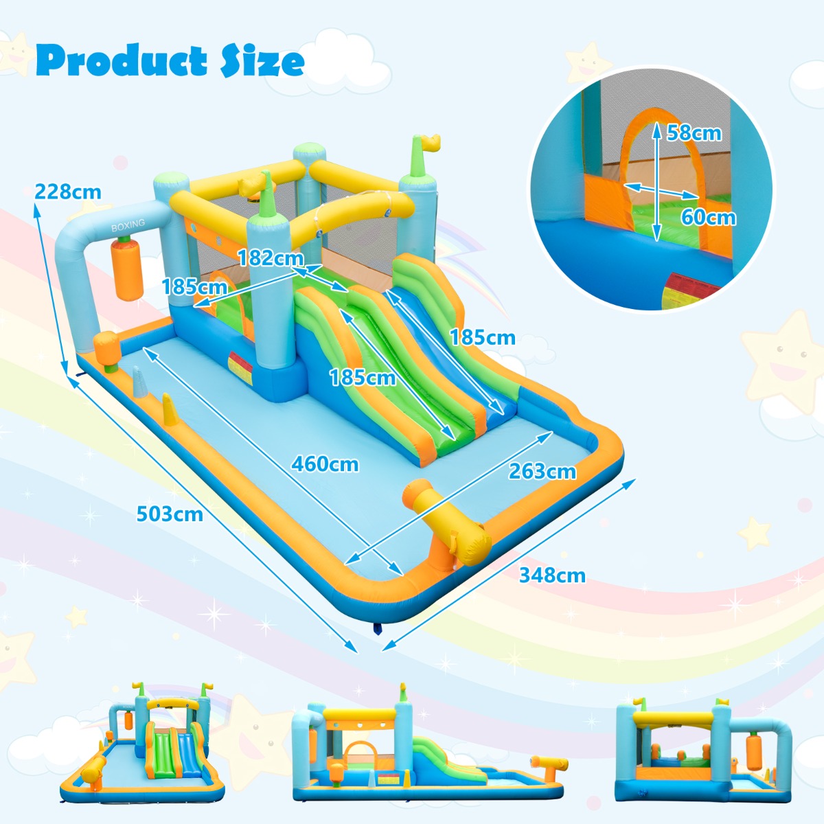 Inflatable Bounce House with Dual Slides for Kids