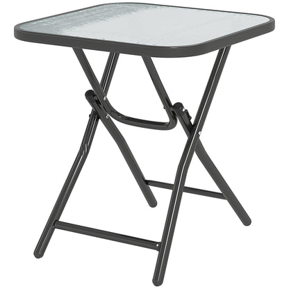 Outsunny Foldable Garden Table Square Folding Table for Patio Garden 45 x 45 x 50Hcm Black