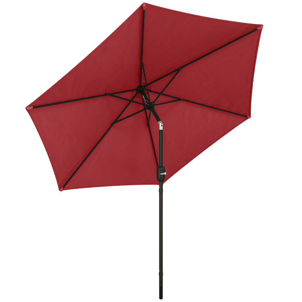 Outsunny 2.6 m Garden Parasol Umbrella with Aluminium Pole, Outdoor Patio Umbrella with Tilt and Crank, Vent, Wine Red