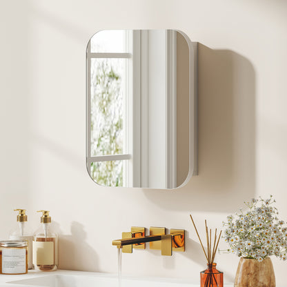 HOMCOM Bathroom Medicine Cabinet with Mirror, Bathroom Wall Cabinet with Adjustable Shelves, Soft Close Hinges, White