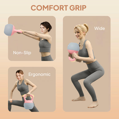 SPORTNOW 6KG Soft Kettlebell, Kettlebell with Non-Slip Handle for Home Gym, Weight Lifting, Strength Training, Pink/Grey