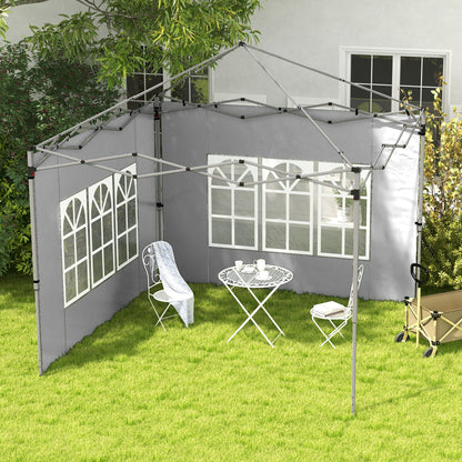 Outsunny Gazebo Side Panels, Sides Replacement with Window for 3x3(m) or 3x4m Pop Up Gazebo, 2 Pack, Grey