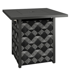 Outsunny Square Propane Gas Fire Pit Table,12 KW Firepit Outdoor Patio Heater with Glass Wind Guard, Lava Rocks, Gas Tank Holder