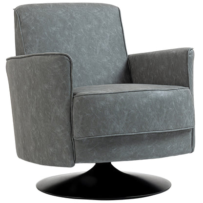 HOMCOM Upholstered Swivel Accent Chair with Thick Padding, Grey