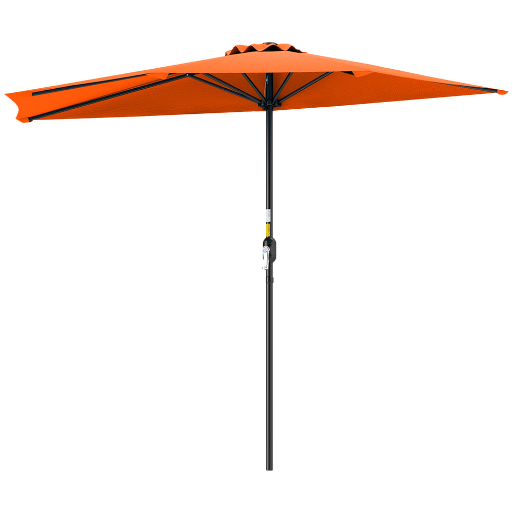 Outsunny Half Round Parasol Umbrella - Orange
