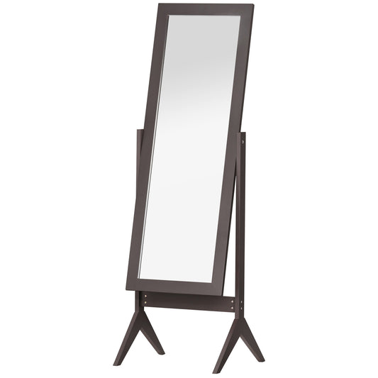 HOMCOM Full Length Mirror, Freestanding Adjustable Angle Dressing Mirror for Bedroom, Living Room, 148 x 47 cm, Brown