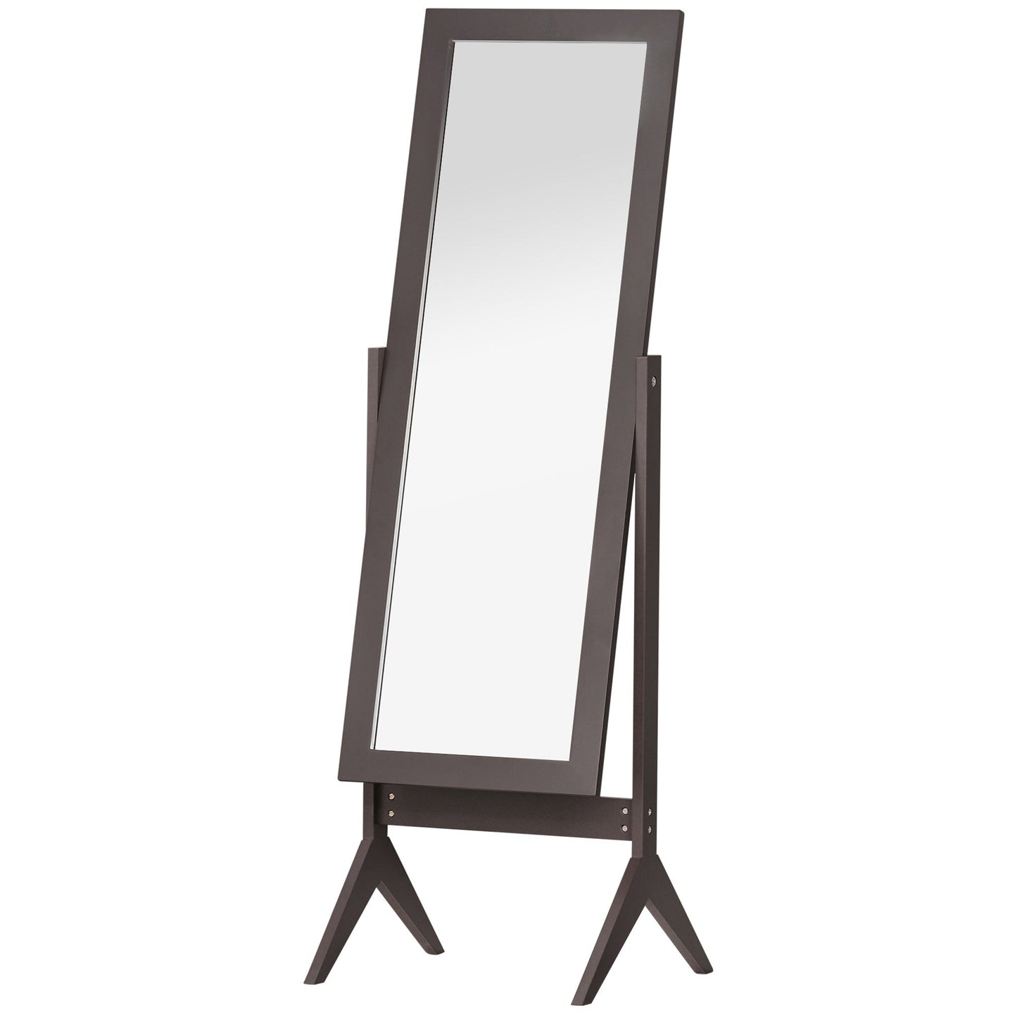HOMCOM Full Length Mirror, Freestanding Adjustable Angle Dressing Mirror for Bedroom, Living Room, 148 x 47 cm, Brown