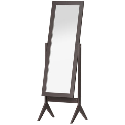 HOMCOM Full Length Mirror, Freestanding Adjustable Angle Dressing Mirror for Bedroom, Living Room, 148 x 47 cm, Brown