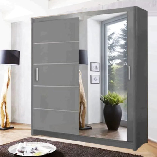 Infinite Grey High Gloss Sliding Door Wardrobe - 150cm and 180cm