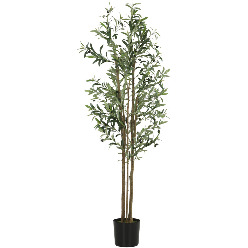 HOMCOM 175 cm Artificial Olive Tree, Tall Faux Plant with 787 Leaves & Adjustable Branches,