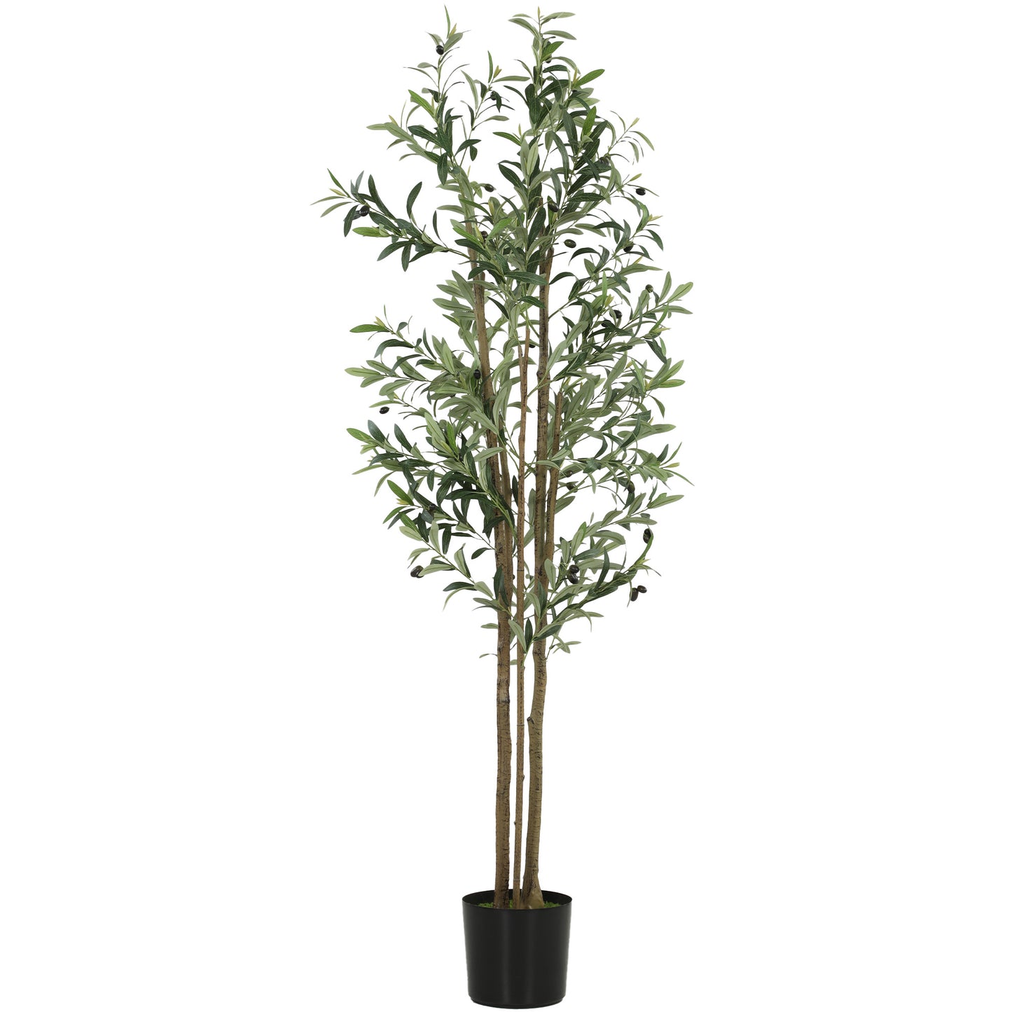 HOMCOM 175 cm Artificial Olive Tree, Tall Faux Plant with 787 Leaves & Adjustable Branches,