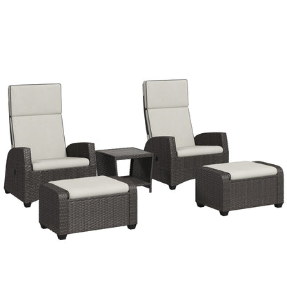 Outsunny 5-Piece Rattan Garden Furniture Set with Cushions - Brown
