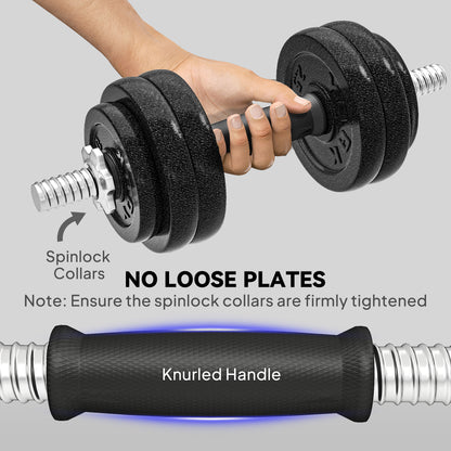SPORTNOW 2-in-1 Adjustable Dumbbells Set, 30kg Cast Iron Weights Dumbbells Set with Non-Slip Grip for Strength Training, Weight Lifting, Bodybuilding, Home Gym Workout Equipment for Men & Women