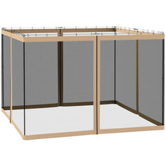 Outsunny 302 x 207cm Universal Replacement Mesh Sidewall Netting for Gazebos and Canopy Tents, (Sidewall Only) Beige