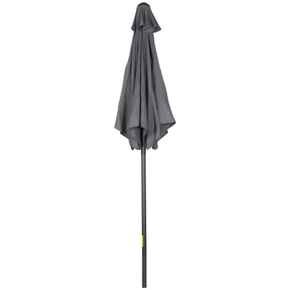 Outsunny 2m Garden Parasol Umbrella, Outdoor Sun Shade with 6 Sturdy Ribs for Balcony, Bench, Garden, Dark Grey