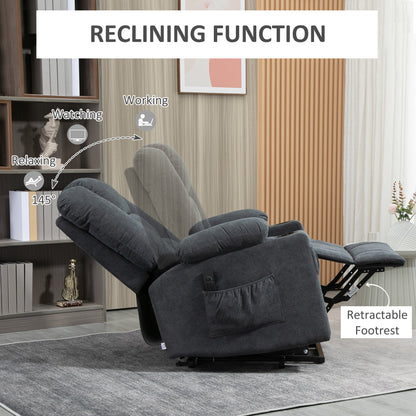 HOMCOM Electric Riser Recliner Armchair√Ø¬º≈í Oversized Chair with Cup Holder & Side Pockets for Elderly in Living Room, Charcoal Grey