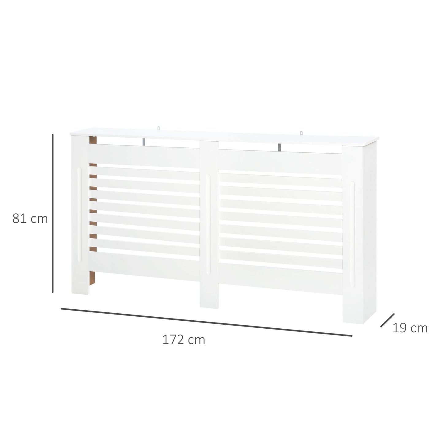 HOMCOM Radiator Cover, Modern MDF White Painted Cabinet with Horizontal Slats for Living Room, Bedroom, 172L x 19W x 81H cm