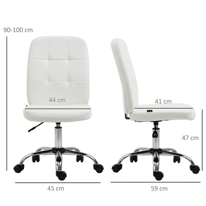 Vinsetto Armless Faux Leather Office Chair - White