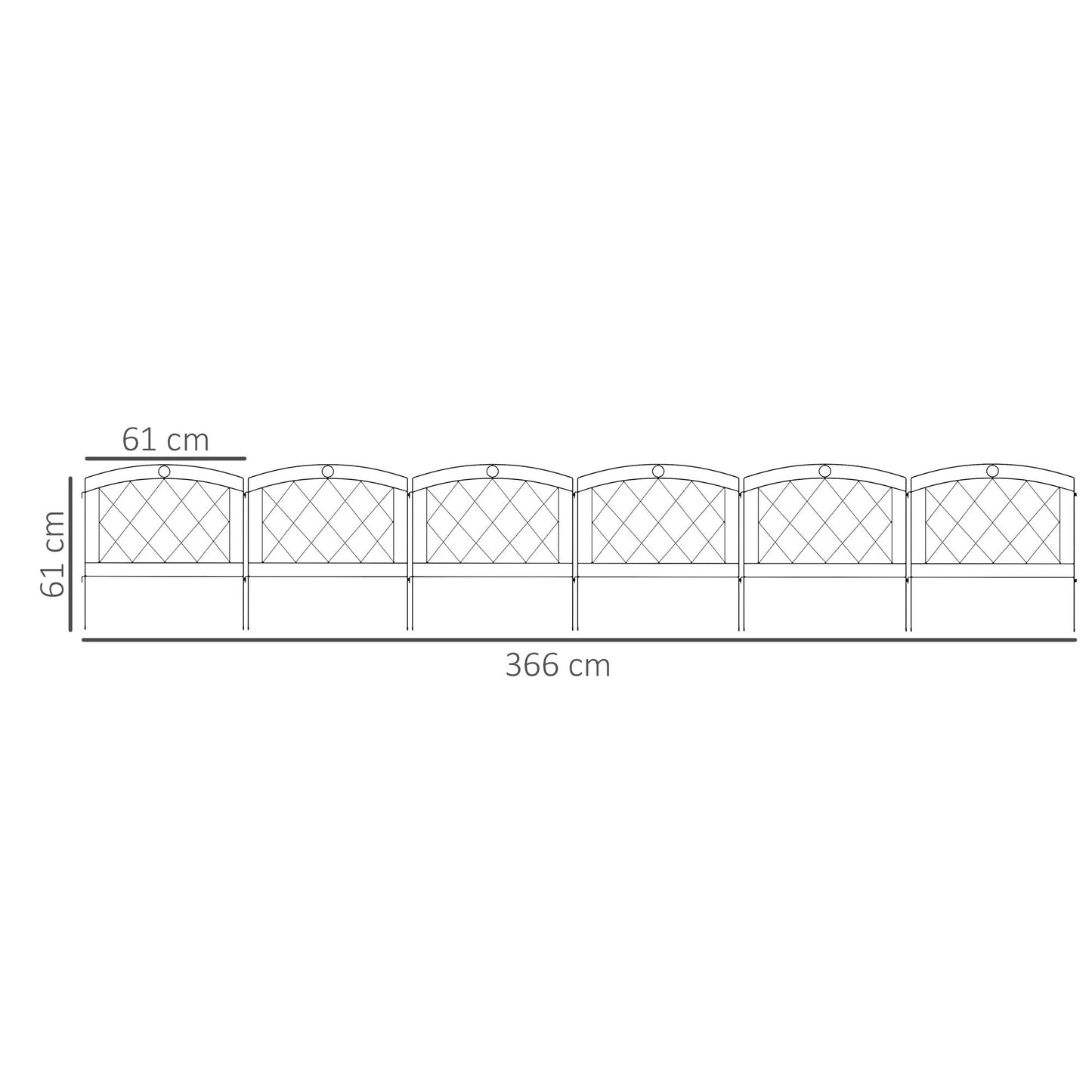 Outsunny Metal Decorative Outdoor Picket Fence Panels Set of 6, Black