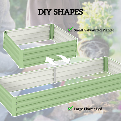 Outsunny Metal Raised Garden Bed Planter Box Outdoor Planters for Growing Flowers, Herbs, Green, Light Green