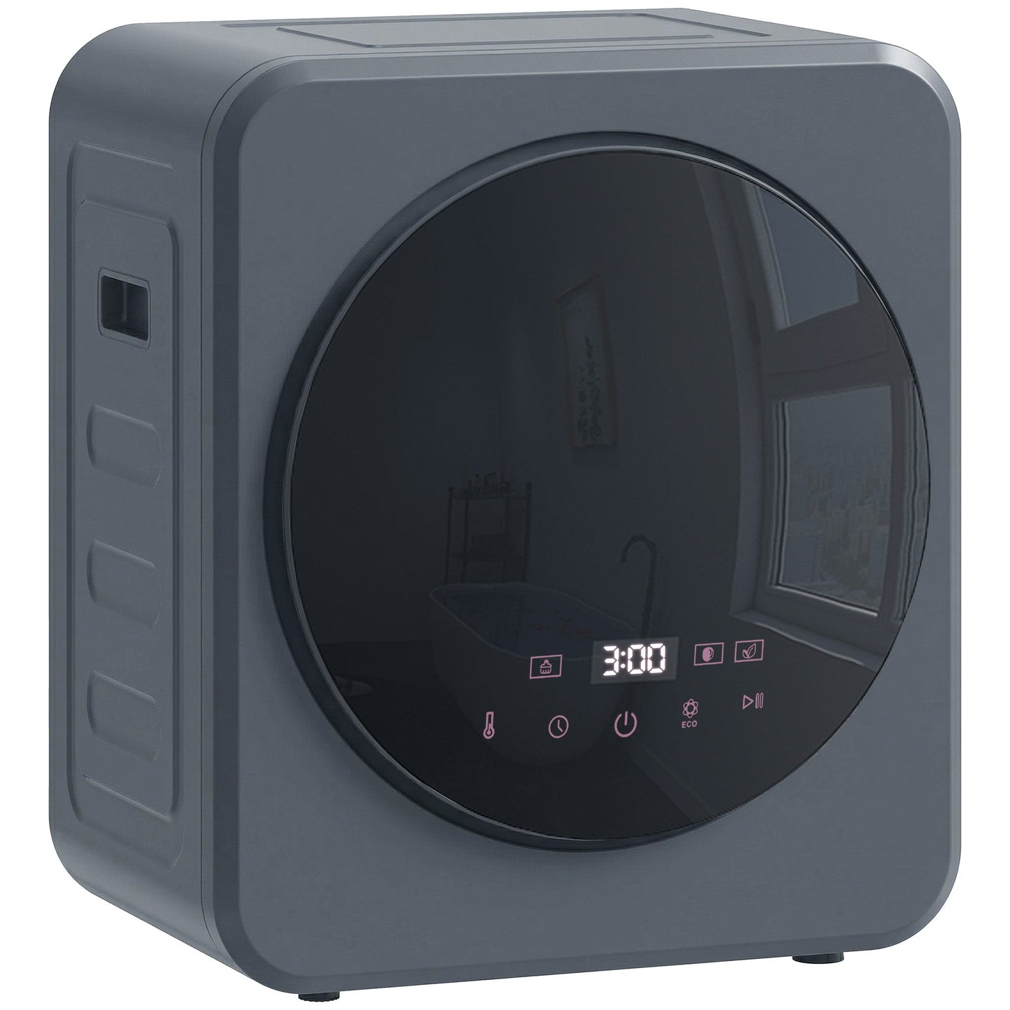HOMCOM Vented Tumble Dryer, 4kg Front Tumble Dryer with Stainless Steel Tub, 800W Compact Freestanding Grey