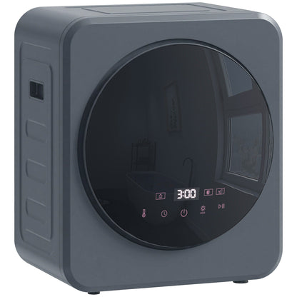 HOMCOM Vented Tumble Dryer, 4kg Front Tumble Dryer with Stainless Steel Tub, 800W Compact Freestanding Grey