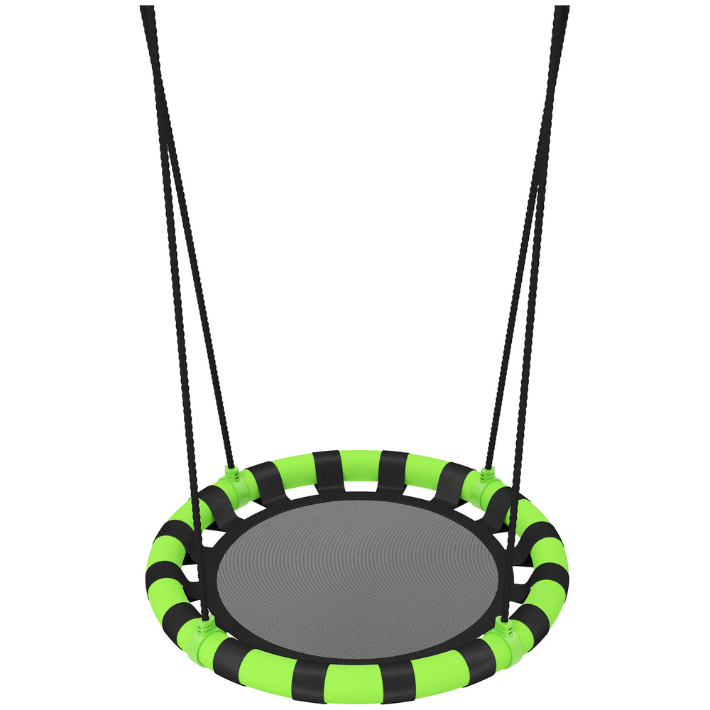 AIYAPLAY 60cm Diameter Kid Nest Swing Seat with Height Adjustable Ropes, for Outdoor, Indoor, Black/Green