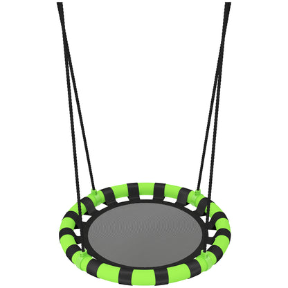 AIYAPLAY 60cm Diameter Kid Nest Swing Seat with Height Adjustable Ropes, for Outdoor, Indoor, Black/Green