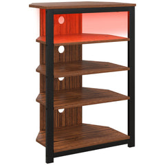 HOMCOM 4-Tier Corner TV Stand with Storage, LED Lights, Cable Management, Small TV Unit Entertainment Centre for TVs up to 29