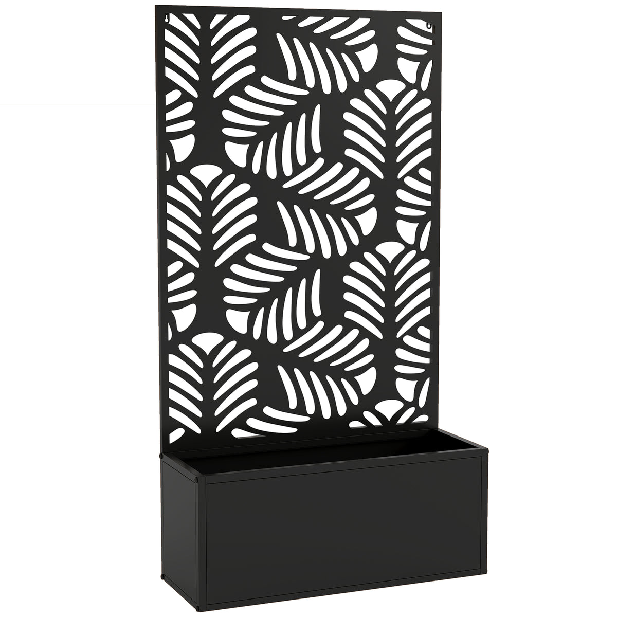 Outsunny Metal Garden Bed for Garden with Trellis, Wall Mounted or Freestanding Raised Planter with Privacy Screen
