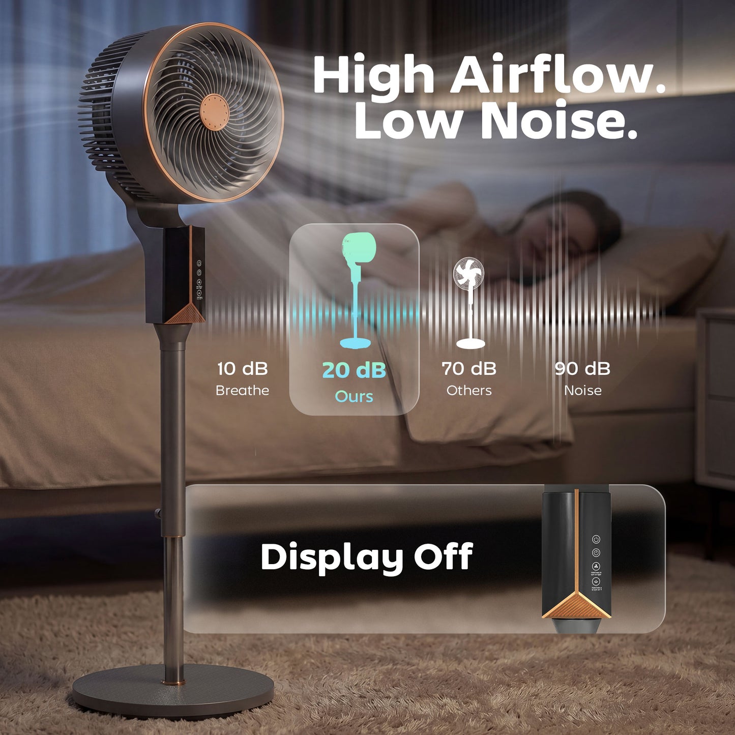 HOMCOM 20 dB Silent Standing Fan for Bedroom, 46" Pedestal Fan with Remote, 85Â° Oscillating, 8 Speeds