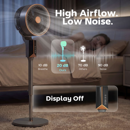 HOMCOM 20 dB Silent Standing Fan for Bedroom, 46" Pedestal Fan with Remote, 85Â° Oscillating, 8 Speeds