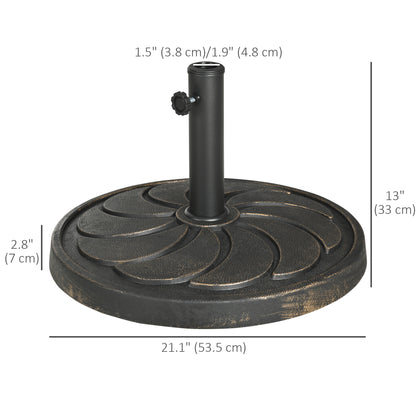 Outsunny 18kg Resin Garden Parasol Base, Round Outdoor Market Umbrella Stand Weight for Poles of Î¦38mm to Î¦48mm, Bronze