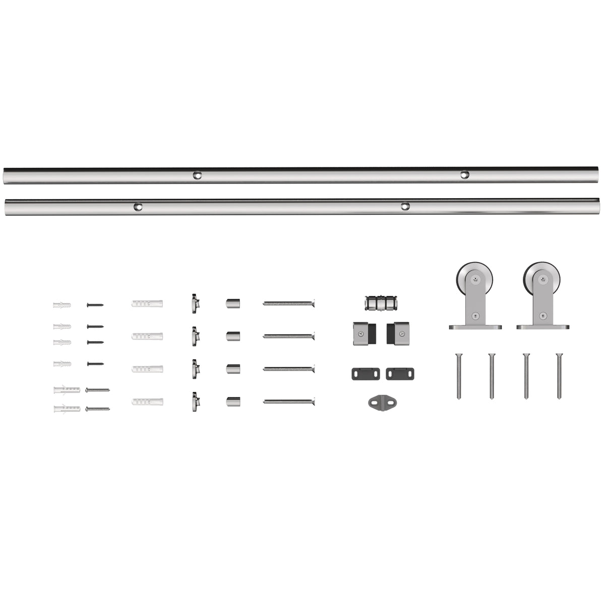 HOMCOM Sliding Door Hardware Kit Smooth Quiet 304 Stainless Steel for 200cm Track Sliver Tone