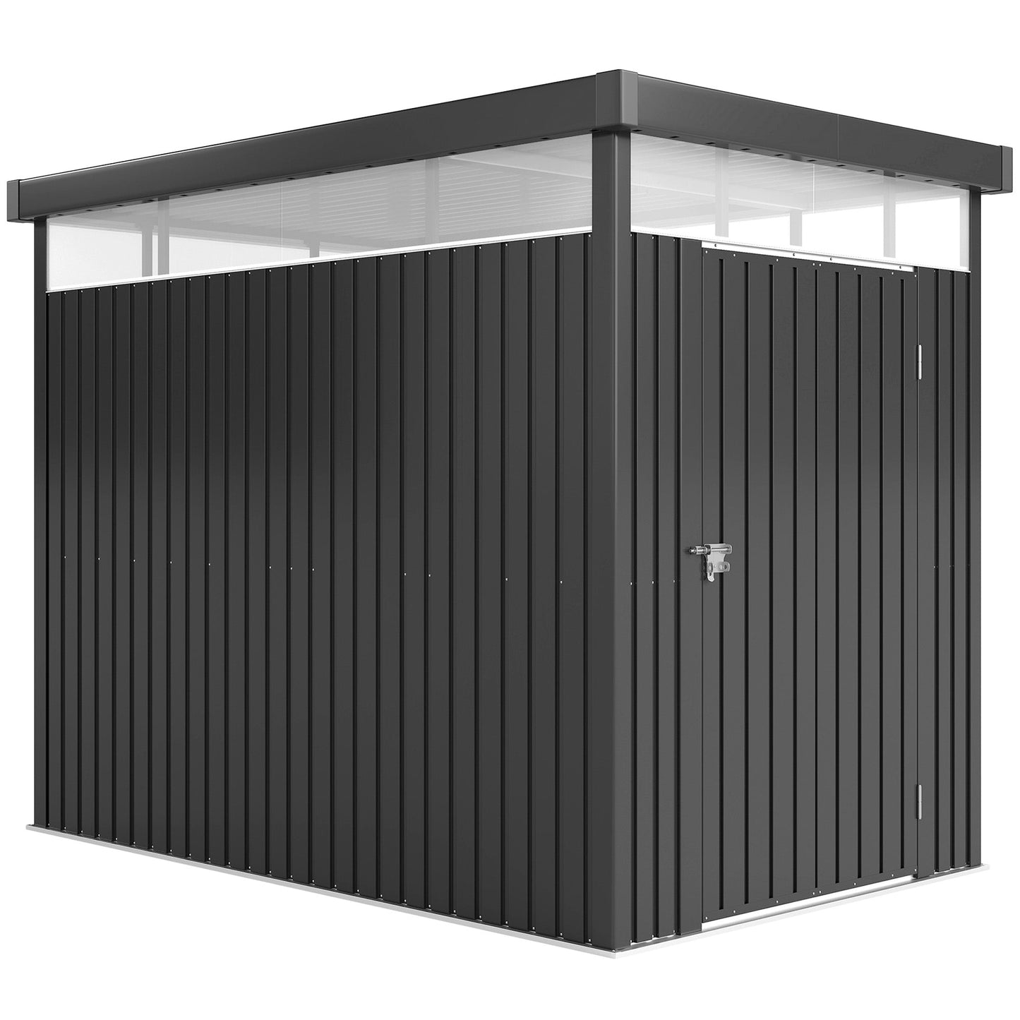 Outsunny 5.3 x 8.5ft Galvanised Steel Garden Shed, Metal Shed with Roof Windows, Leakage Holes and Lockable Wide Door for Outdoor Patio Tool Storage