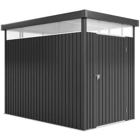 Outsunny 5.3 x 8.5ft Galvanised Steel Garden Shed, Metal Shed with Roof Windows, Leakage Holes and Lockable Wide Door for Outdoor Patio Tool Storage