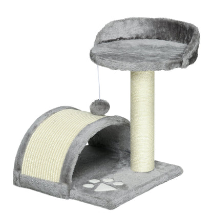 PawHut Cat Tree, Kitten Scratcher Activity Centre, with Sisal Scratching Post, Toy Ball - Grey