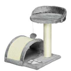 PawHut Cat Tree, Kitten Scratcher Activity Centre, with Sisal Scratching Post, Toy Ball - Grey