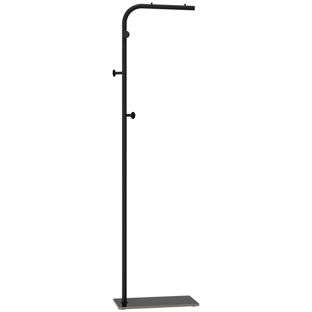 HOMCOM Clothing Rack with 3 Side Hooks, Garment Rack with Marble Base, 45 x 25 x 169 cm, for Bedroom, Bathroom, Black