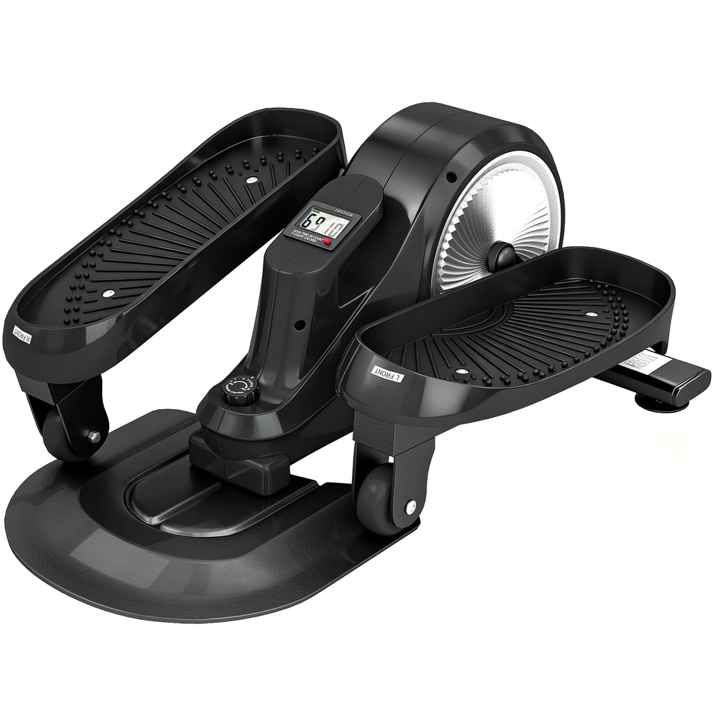 SPORTNOW Under Desk Elliptical Machine with LCD Monitor, 8 Adjustable Magnetic Resistances for 2-in-1 Seat & Stand Up Exercise