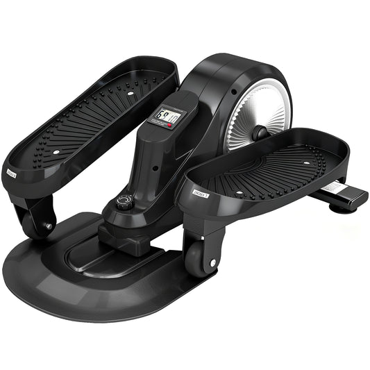 SPORTNOW Under Desk Elliptical Machine with LCD Monitor, 8 Adjustable Magnetic Resistances for 2-in-1 Seat & Stand Up Exercise