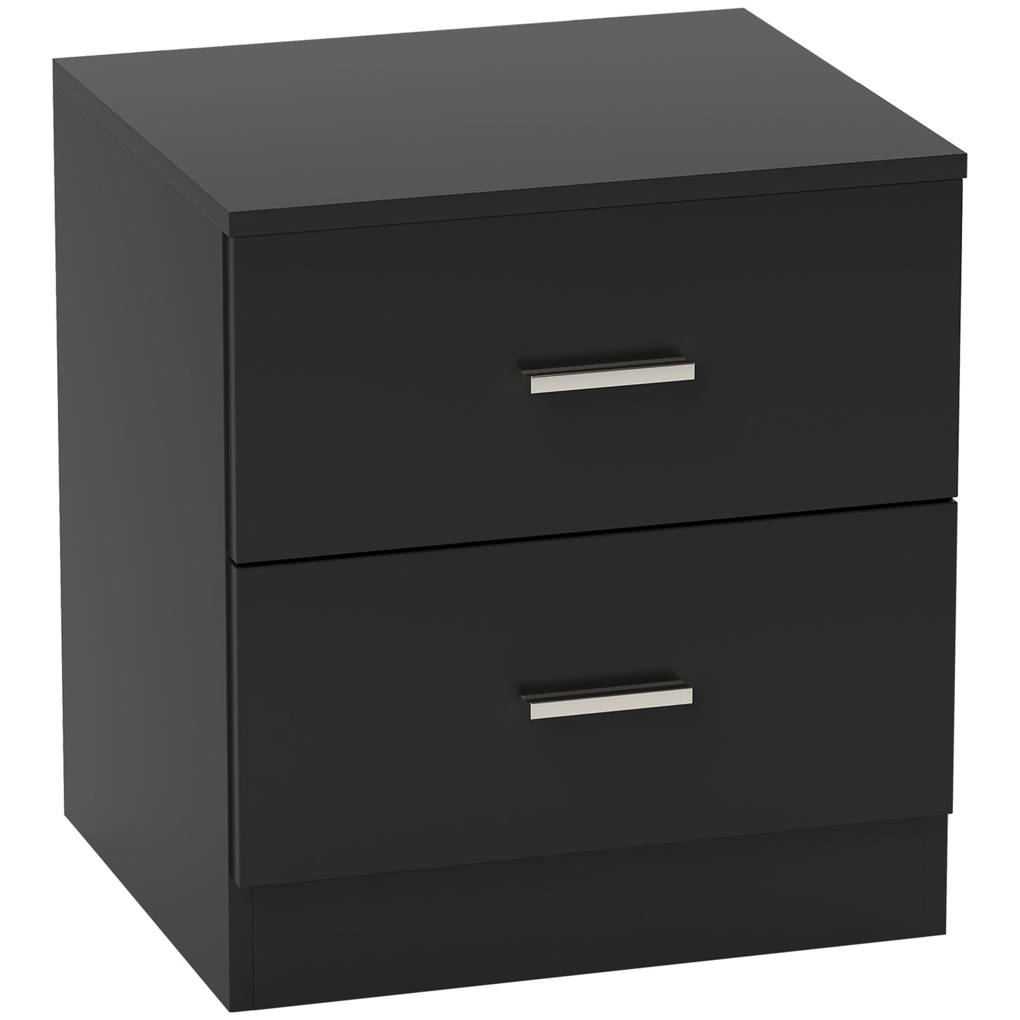 HOMCOM Modern Bedside Table, Beside Cabinet with 2 Drawers, for Bedroom, Living Room, Black