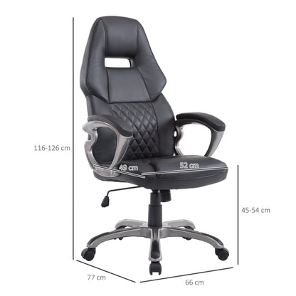 HOMCOM PU Leather Padded Home Office Chair with Adjustable Height Black