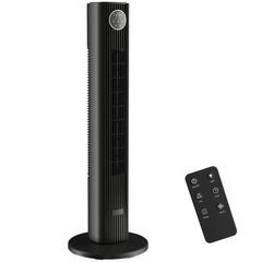 HOMCOM 28dB Tower Fan for Bedroom, 36 inch, 8 m/s Velocity Standing Cooling Fan with 80° Oscillating, BLDC Motor, 12 Speeds, LED Display, 4 Modes, 12H Timer, Remote Control, Black