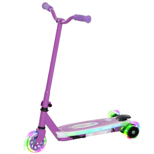 AIYAPLAY Electric Scooter for Kids Aged 4-7 Years, with Flashing LED Lights, Rear Auxiliary Wheels, Purple